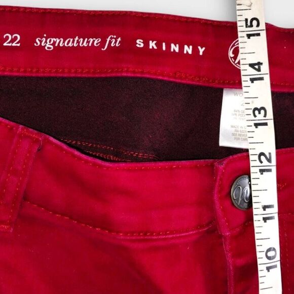 W62 Womens Jeans Sz 22 Red Stretch Denim Slims Ankle Comfort Curvy - Picture 8 of 9